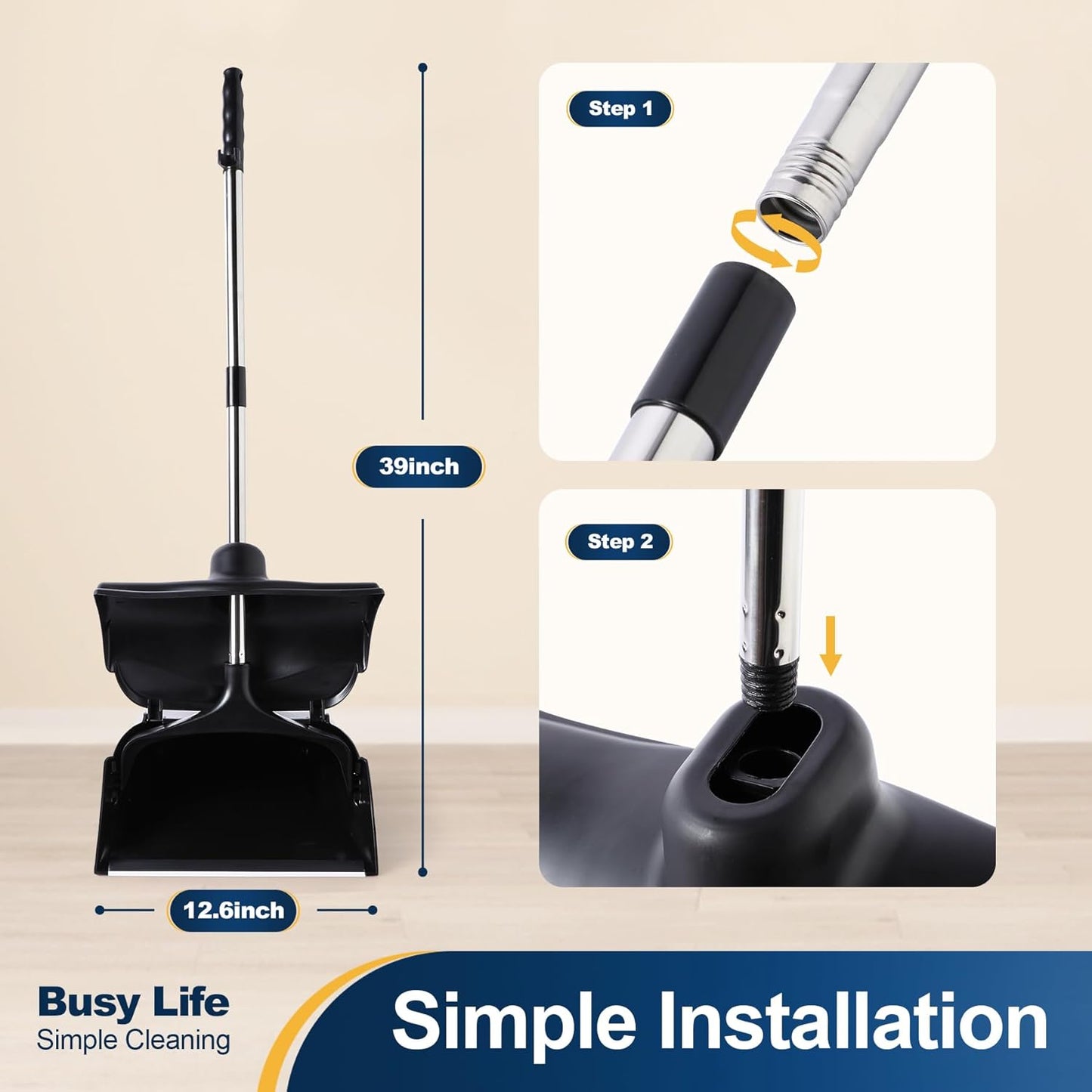 Yocada Commercial Dustpan with Wheels and Windproof Cover Indoor&Outdoor Commercial Dustpan for Courtyard Garage Kitchen Office Mall Lobby Sweep Dust Fallen Leaves Pet Hair Floor Rubbish