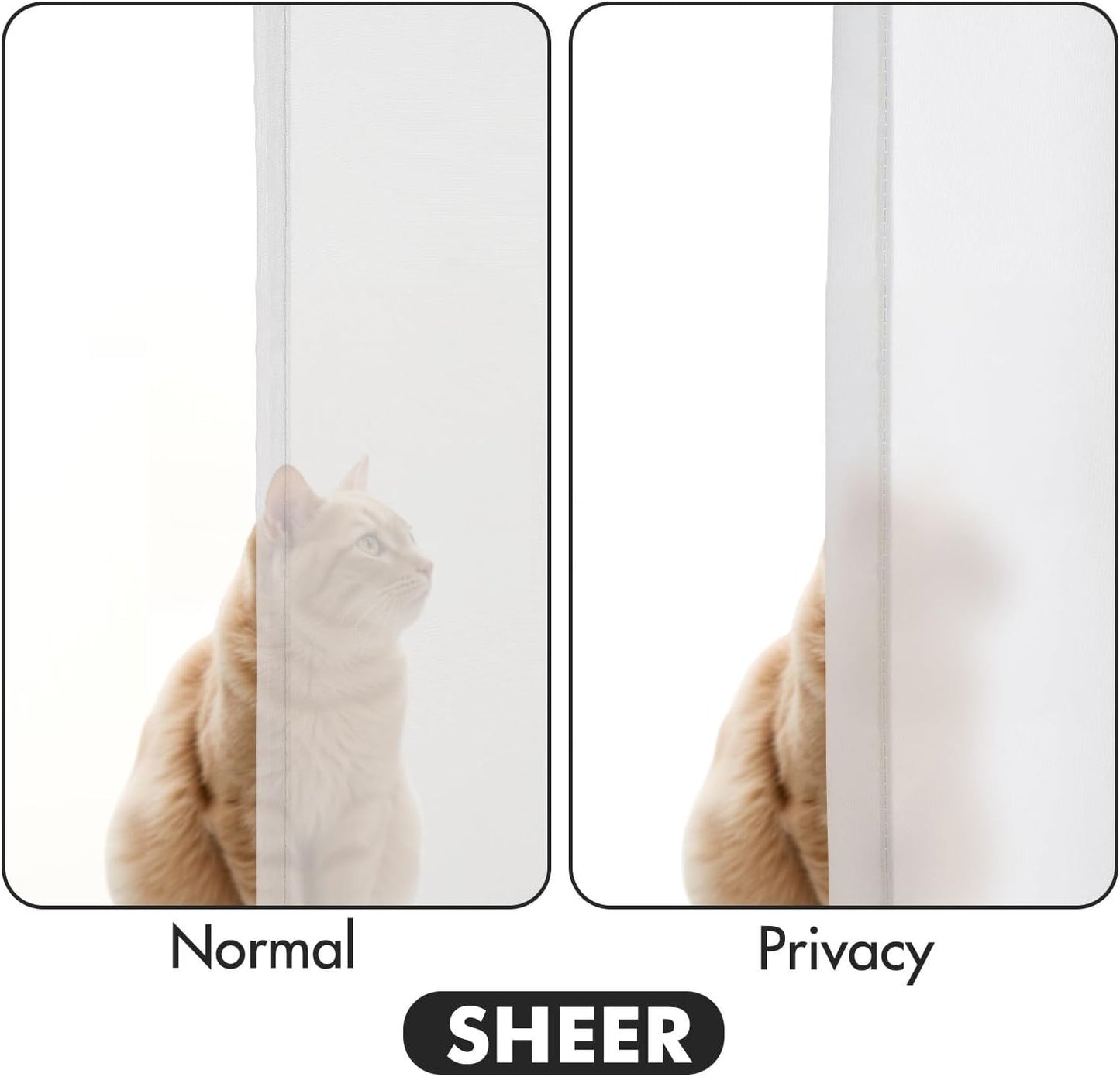 MIULEE White Privacy Sheer Curtains That Let Light in Non-See-Through Semi Sheer Curtains Light Filtering Window Curtain Drapes for Living Room Bedroom 42 X 92 Inches Long 2 Panels Set