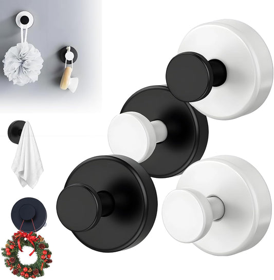 Suction Cup Hooks for Wreaths, 2025 New No Drill Suction Cup Hooks on Glass, Wreath Hanger for Front Door, Rustproof Hook Holder Towel Hook for Window Bathroom Mirrors Tile (4, Mix Color)