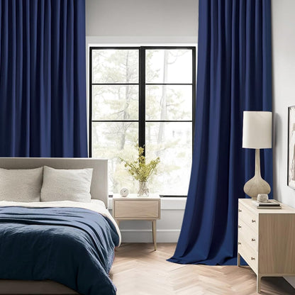 MIULEE Navy Blue Back Tab Blackout Curtains 120 Inch Long 2 Panels Set for Bedroom, Rod Pocket/Pinch Pleated Extra Long Thermal Insulated Living Room Darkening Light Blocking 10FT Drapes