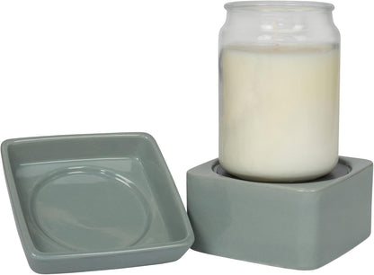 Ceramic Stoneware Electric 2-in-1 Tart Wax Oil Candle Warmer (1, Grey)