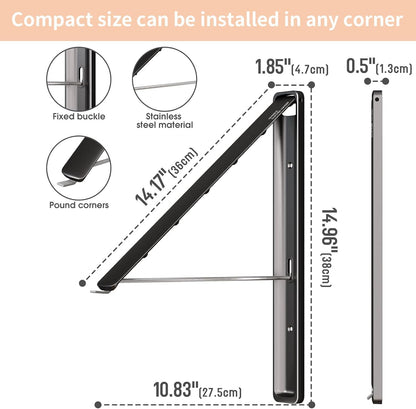 Clothes Drying Rack Retractable, Wall Mounted Clothes Hanger Rack for Laundry Room, Laundry Drying Rack with Clothes Rod Space Saving Closet Organizer Aluminium (Black, 2P)