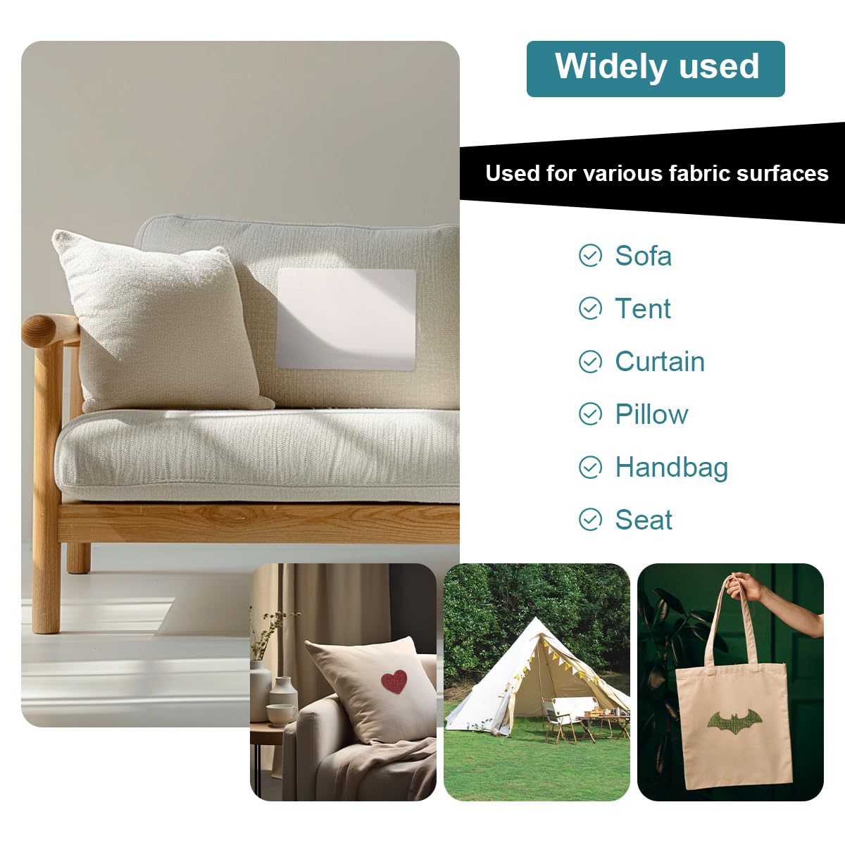 J.CARP 2Pcs Linen Repair Patches, Large Self-Adhesive Fabric Patch for Sofas, Couch, Furniture, Car Seats (8 * 11 inches-2PCS Khaki)