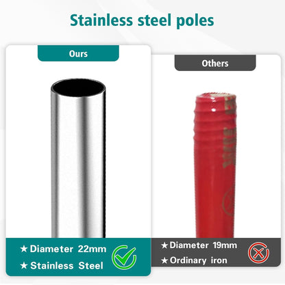 PBHEPJ Broom, Outdoor Broom for Floor Cleaning, 58" Long Stainless Steel Handle, Hard Bristle Angle Broom for Sweeping Indoor, Commercial, Industrial, Garage, Kitchen