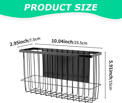 Magnetic Storage Basket Organizer for Fridge & Kitchen, 11lb Capacity Essentials Holder, No Tools Needed, Adjustable & Removable Spice Rack for Plastic Wrap, Foil, & More