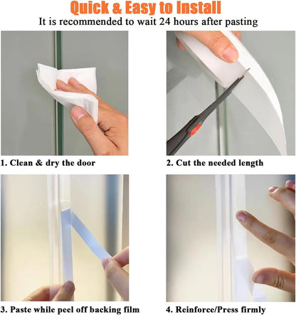 Dstorelhp Upgraded Weather Stripping, No Residue Door Draft Stopper, Silicone Seal Strip for Doors Windows Shower Glass Gap, Transparent 16.4 Feet Long (Width 35mm)
