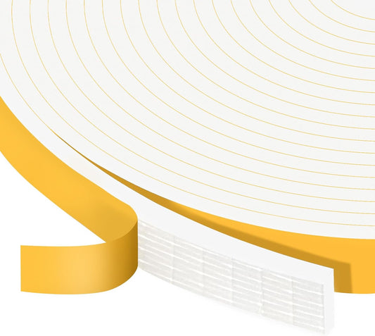 Strong Adhesive Weather Stripping Door Seal Strip Insulation Tape Roll for Insulating Door Frame, Window, Air Conditioner Soundproof Foam Sealing Strip, White(3/8 in x 1/8 in x 50Ft)