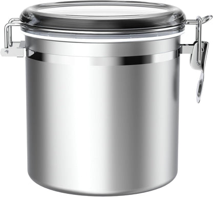 ENLOY 165oz Stainless Steel Airtight Canister for Kitchen, Large Flour Coffee Bean Tea Cereal Sugar Cookie Metal Food Storage Canisters with Clear Lid and Sturdy Locking Clamp