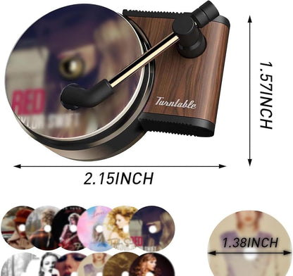 Taylo r car-mounted record player essential oil fragrance disc air freshener vent clip diffuser, retro wooden design, suitable for gifting to Swif t fans and music enthusiasts.