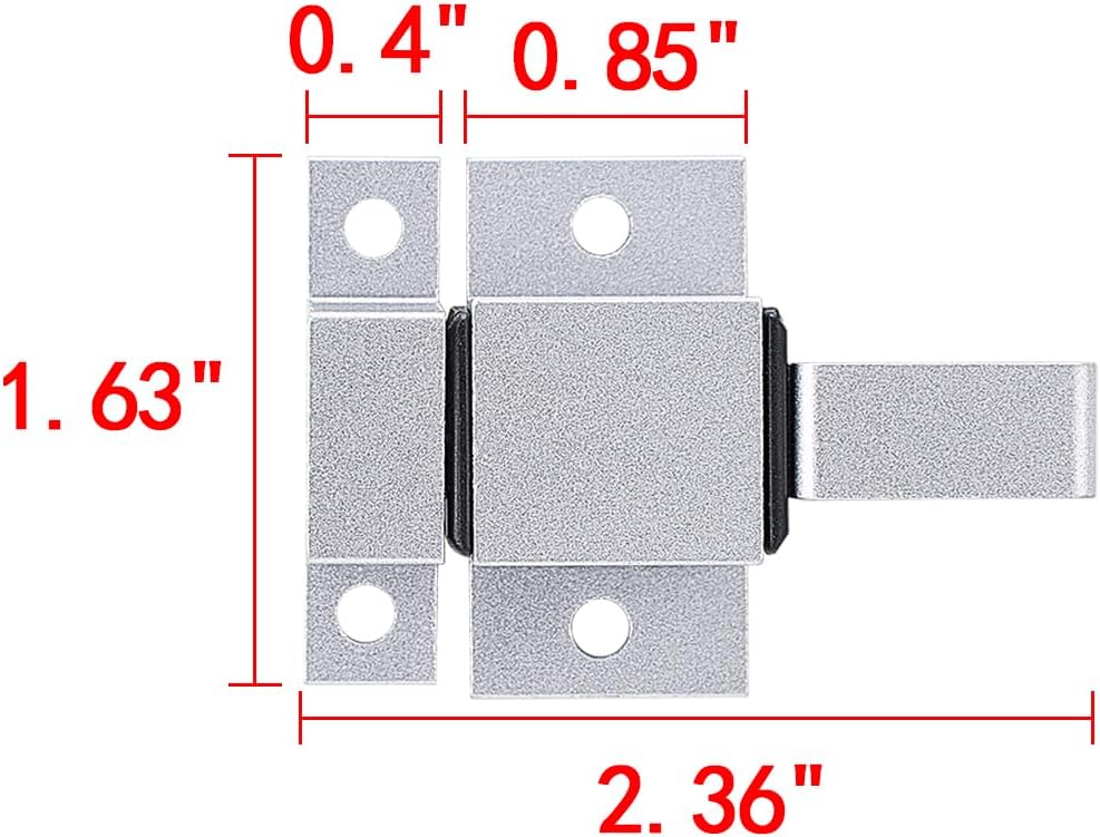 4 Packs Self-Closing Gate Latches, Silver Spring Door Lock, Aluminum Alloy Security Latch for Windows, Cabinets & Gates