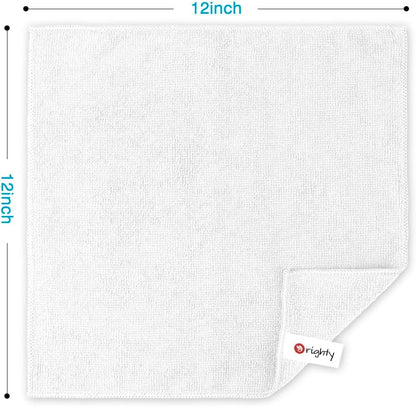 Orighty Microfiber Cleaning Cloth, 12 Pack Microfiber Towels for Cars, Highly Absorbent Car Cleaning Supplies, Lint Free Cloths Clean Rags for Car Care, House, Kitchen, 12x12 inch, White