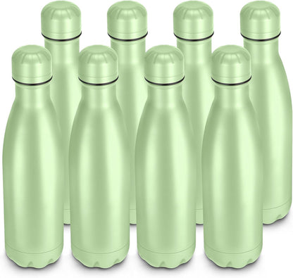 17oz Cola-Bottle Shaped Stainless Steel Leak-proof Water Bottle,Double Wall Vacuum Insulated Metal,Travel Mug For Sports Indoors & Outdoors,BPA-Free Kids Flasks,Green(8 Pack)
