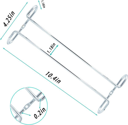 10 Inch Wine Glass Rack Under Cabinet Shelf Stemware Storage Hanging Hanger Organizer Glasses Holder with Drying Under Counter Metal for Kitchen and Bar Set of 4 Silver