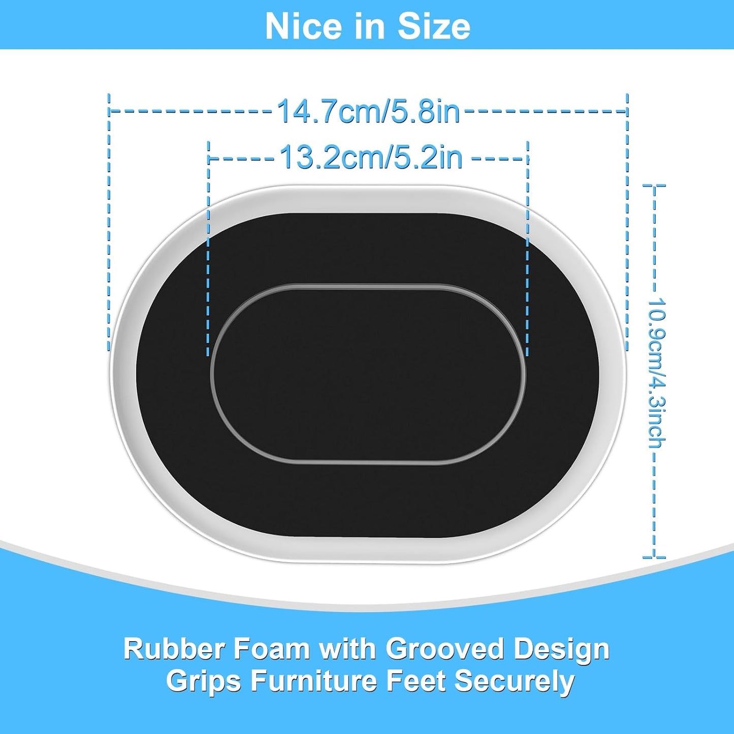 Upgrade Furniture Sliders, Furniture Sliders for Carpets, 4 PCS 5.8*4.3" Moving Pads With Anti-Slip Groove, Oval Furniture Moving Sliders for Easy Move Bed Tables Cabinet Heavy Duty, Protect Carpets