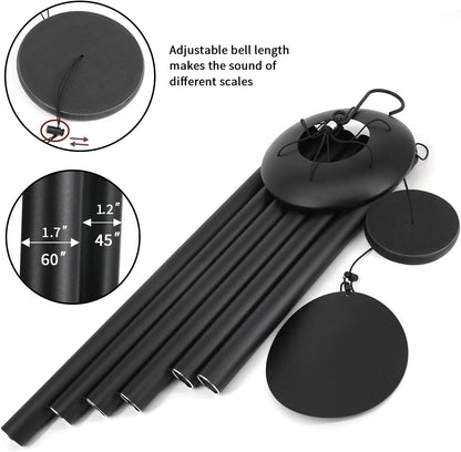 ASTARIN 60" Extra Large Wind Chimes Outside Metal WindChimes with Deep Tone, Outdoor Bass Windchimes for Patio Balcony Garden Yard Decoration,Black