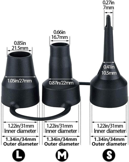 Replacement Nozzles Electric Air Pump 3 Sizes Head Plastic for Partial Bed, Mattress, Inflatable Pool Sofa, Camping Cushions, Toy, Balloons, Yoga Balls