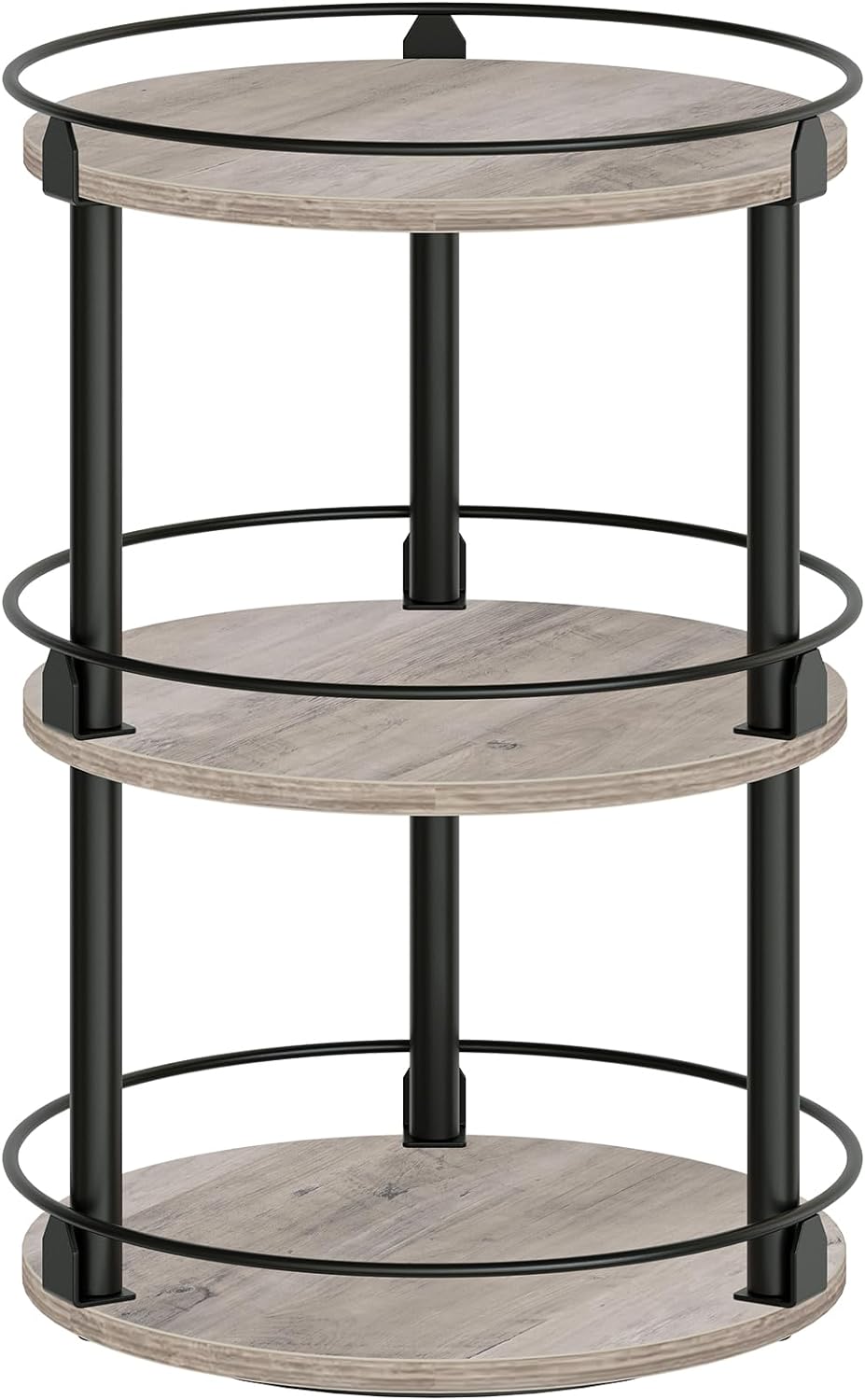 3-Tier Lazy Susan Organizer, Rotating Spice Rack, Spinning Organizer, Industrial Turntable Spice Rack Organizer for Cabinet, Kitchen Countertop, Greige and Black SR23BG