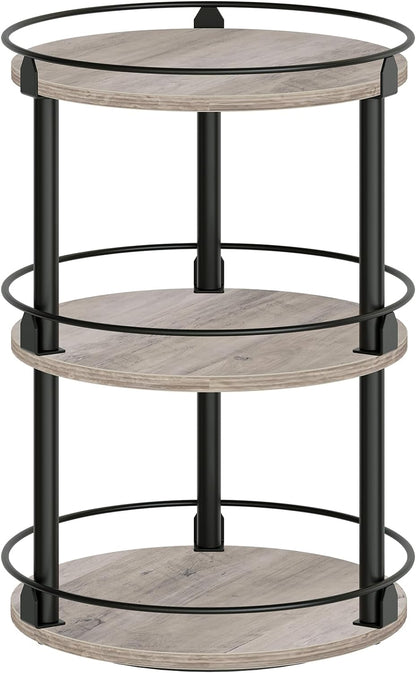 3-Tier Lazy Susan Organizer, Rotating Spice Rack, Spinning Organizer, Industrial Turntable Spice Rack Organizer for Cabinet, Kitchen Countertop, Greige and Black SR23BG