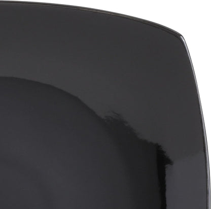 Gibson Elite Soho Lounge Square Reactive Glaze Stoneware Dinnerware Set, Service for 4 (16pc), Black