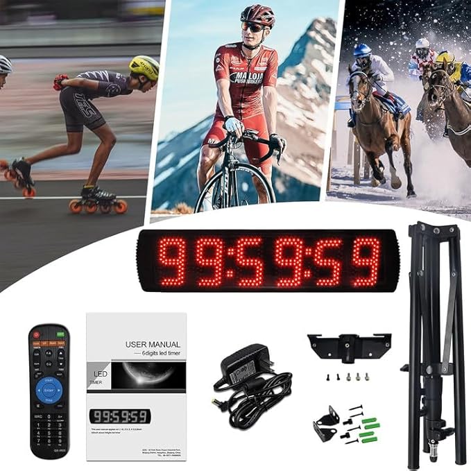 Race Clock with Tripod for Running Events, Large LED Stopwatch with Remote,Countdown/Count up Gym Timer for Home,Wall Digital Time Clocks