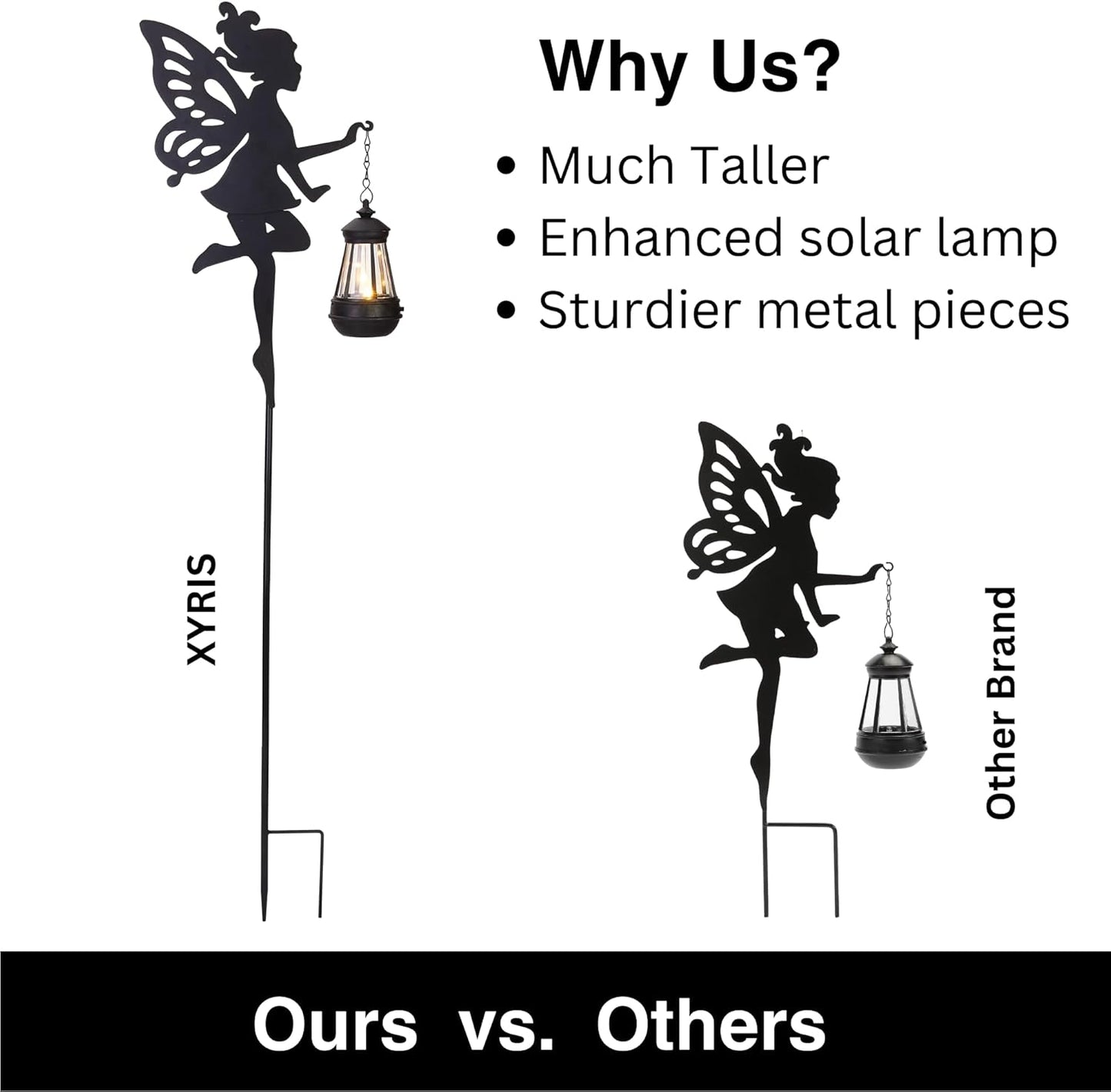 Fairy Garden Accessories Halloween Decorations Lawn Ornaments 1 Pair - Solar Lights Outdoor Garden Statue, Metal Stakes Decorative Figurines for Yard Decor, Patio (Type A Warm Lighting)