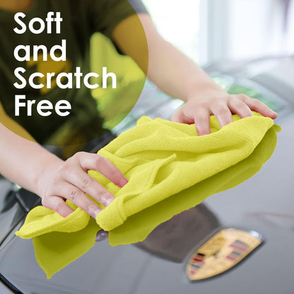 Avalon Towels Microfiber Cleaning Cloths (Value Pack of 36) Size 16" x 16", Highly Absorbent Cleaning Rags, Lint Free Cleaning Towels, Reusable and Washable, Microfiber Towels for Cars (Yellow)