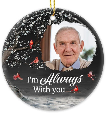Pawfect House Custom Photo 2D Ceramic Ornament, Personalized Christmas Memorial Sympathy Gifts for Family Members, I Hold You Tightly Within My Heart, Memorial Ornaments, Christmas Tree Decorations