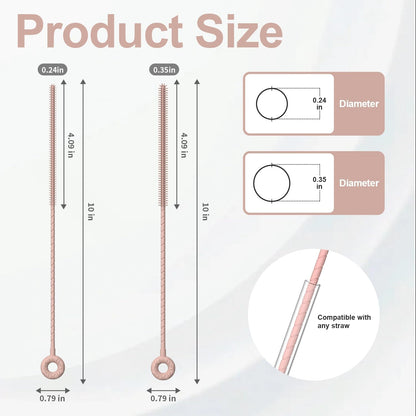 YOTIME Silicone Straw Cleaner Brush, 2 Pcs Reusable Straw Brush(6mm+9mm) for Cleaning Narrow & Wide Straws, Tumblers, Pink