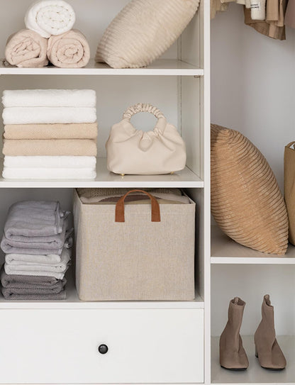 StorageWorks Storage Bins, Fabric Storage Bins for Shelves, Large Storage Baskets with Metal Frame, Closet Baskets and Bins with Handles, Brown and Beige, 2-Pack