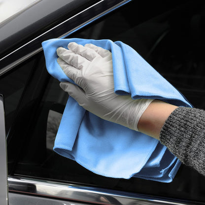 Mr. Lustre Microfiber Glass Cleaning Towels for Cars – 16 x 16 in, Ultra-Fine, Streak-Free, Lint-Free, Scratch-Free Auto Detailing Cloths, Window & Car Towel, Removes Water Spots, Blue (6-Pack)