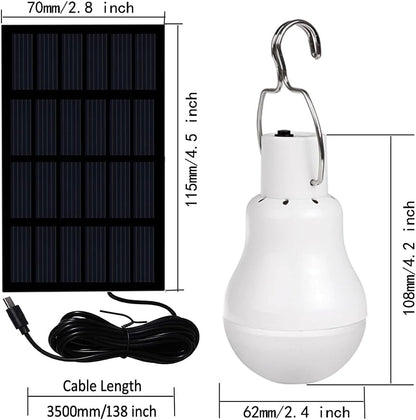Solar Light Bulb Portable 350LM Solar Powered Camping Light Led Lantern Outdoor for Lamp Light Hiking Fishing Tent Indoor Shed Chicken Coop Hurricane Emergency with USB Chargeable
