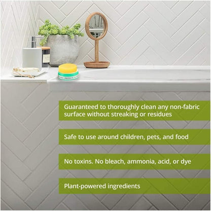 All Natural Multipurpose Cleaner for Bathroom, Floor, Kitchen and More | 300g Citrus Natural Clay Tub + Sponge (2-Pack) Includes Bonus Diamond Towel Cleaning Supplies Kit