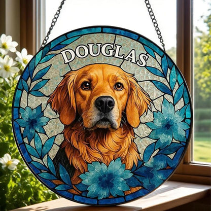 Custom Pet Glass Artwork Hanging, Personalized Dog or Portrait Window Ornament, Unique Memorial Keepsake Gift for Pet Lovers