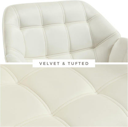 Modern Velvet Accent Chair with Ottoman, Upholstered Lounge Chair with Footrest, Comfy Living Room Chair with Gold Legs Accent Side Chair Armchair for Small Space Bedroom Apartment, Beige