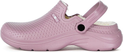 Womens Mens Fur Lined Clogs Waterproof Garden Shoes Winter Warm Fleece Lining Fuzzy House Home Slippers Indoor Outdoor Mules