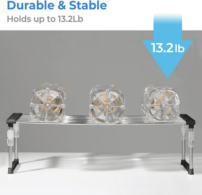 carrotez 2 Pack Expandable Cabinet Organizer, Set of 1 Width & Height-Adjustable Kitchen Cabinet Organizer Shelf, Stackable Kitchen Counter Shelf, 11.8~19.6 x 7.8 x 5.9~9" Black