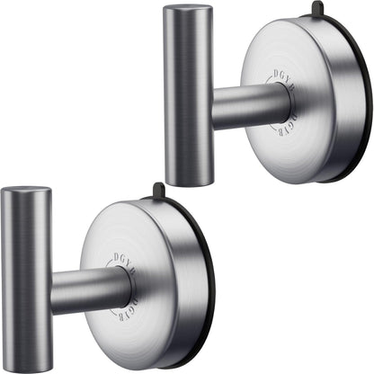 DGYB Large Suction Cup Hooks for Shower Set of 2 Brushed Nickel Towel Hooks for Bathrooms 11 Lbs Wall Hook for Hanging Coat, Robes, Loofah
