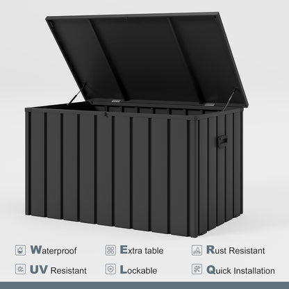 PURPLE LEAF Outdoor Deck Box 120 Gallon Waterproof Lockable Storage Box Container with Lid Deck Organization for Patio Cushions Side Table Pool Accessories Garden Tools, Gray