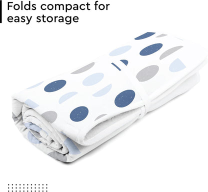 Encasa XO Ironing Mat/Pad (Large 48"x28") with 3mm Padding & Silicone Iron Rest for Steam Pressing on Tabletop or Bed - Heat Resistant, Portable, Quilting & Travel Blanket - Blue Moon