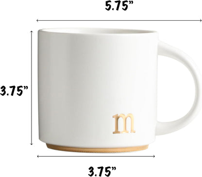 COLLECTIVE HOME - Monogram Ceramic Mugs, 15 oz Golden Initial Coffee Cups, Elegant Alphabet Tea Mugs, Elegant Personalized Mug with Gift Box, Luxurious Cups for Office and Home (m)