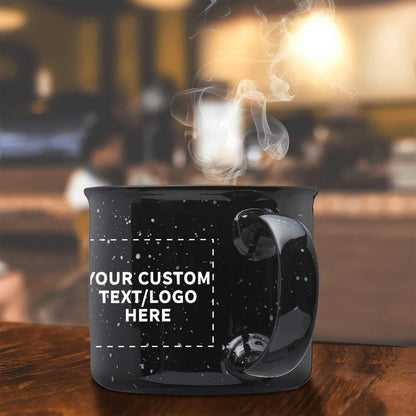 DISCOUNT PROMOS Custom Ceramic Campfire Coffee Mugs 13 oz. Set of 1, Personalized Bulk Pack - Perfect for Tea, Espresso, Cappuccino, Hot Cocoa - Black