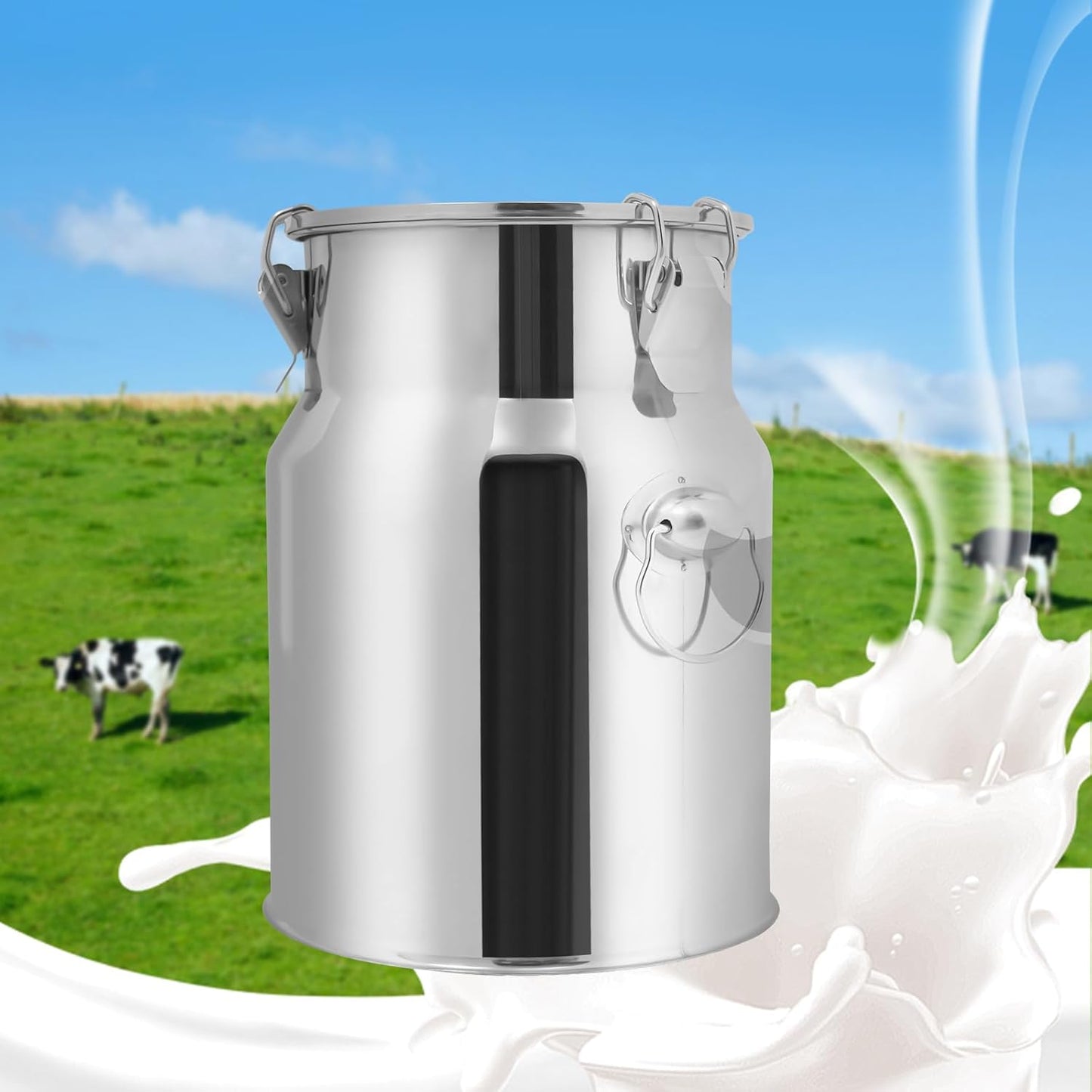 Stainless Steel Milk Can, 201 Stainless Steel Pail 1Gal Milk Can with Sealed Lid, 5L Hanging Lid Metal Milk Jug Bucket for Oil Tea Wine