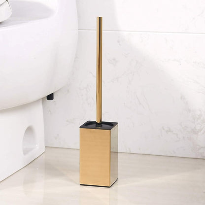 Toilet Brush Holder Stainless Steel 304 Standing Gold Square Toilet Brush Holder for Bathroom Storage and Organization (Gold)