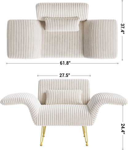 Txtin's Comfy Accent Chair Reading Chair for Bedroom Cozy Wing Arm Living Room Single Sofa Chair with Angle Adjustable Arms Beige Corduroy Easy Assembly