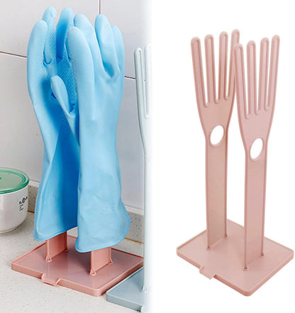 Pink Color Gloves Stand 15x12x34cm Kitchen Multifunctional Rubber Gloves Drain Rack Towel Storage Holder Drying Stand Creative Kitchen Tool