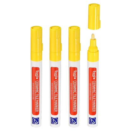 PATIKIL Grout Pen, 4 Pack Yellow Tile Marker Waterproof Grout Sealer Pen Tile Repair Pens Paint Pens for Wall Floor Bathroom Kitchen Refresh