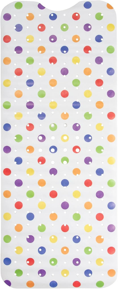 ENKOSI Bath Mat Long 40x16 – Non-Slip Bathtub Mat with Secure Suction Cups & Drain Holes with Fun Polka Dot Design Shower Mat for Tub for Kids and Toddlers (40x16 Polka Dot)
