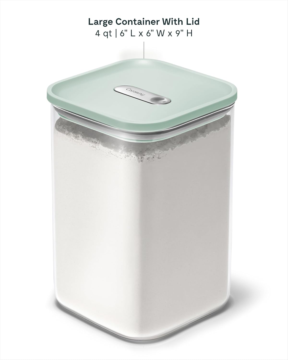 Caraway 4qt Glass Airtight Food Storage Container with Lid – Non-Toxic, BPA-Free Kitchen Storage Container – Stackable, Space-Saving Airtight Container for Dry Goods and More - Mist