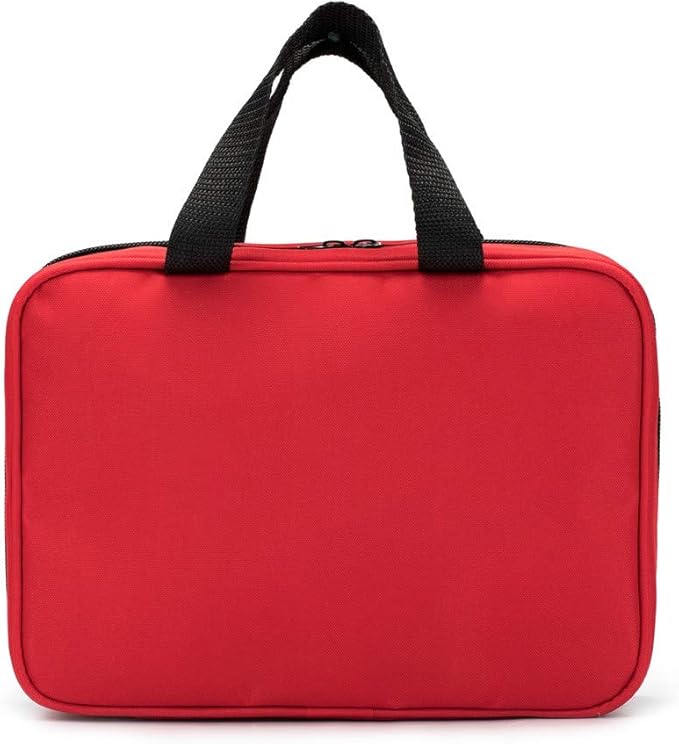 Red First Aid Bag Empty Travel Rescue Pouch First Responder Storage Medicine Emergency Bag for Car Home Office Kitchen Sport Outdoors (Red with Folders)