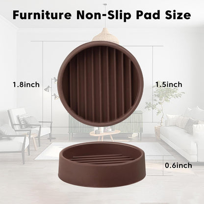 Rubber Furniture Pads Non Slips Furniture Casters Cup Chair Leg Floor Protectors for Bed Sofa Table and Chair Stopper (Pack of 8,Brown 1.5" x 1.5" Round)